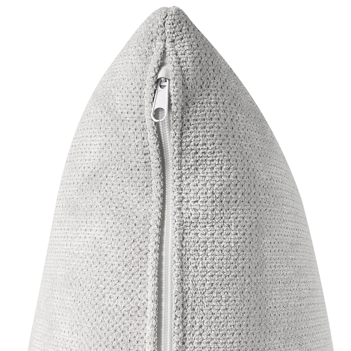 Divano angolare a 3 posti a sinistra Tessuto grigio chiaro Braccioli imbottiti a binario Cuscini aggiuntivi Stile moderno minimalista