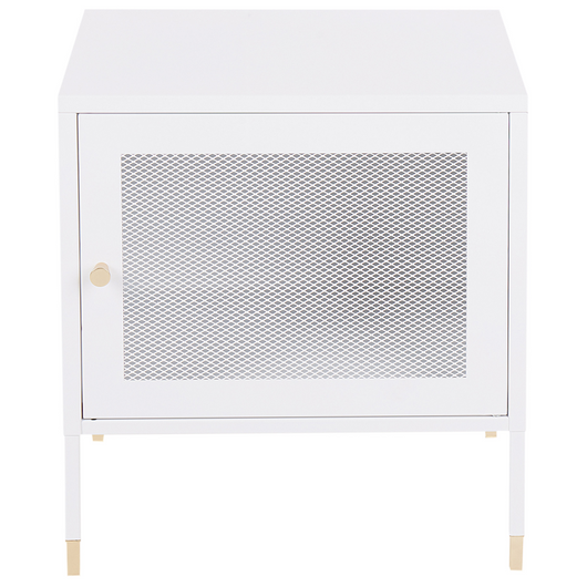 Comodino metallo bianco 45 x 35 cm ante a rete camera da letto moderna industriale
