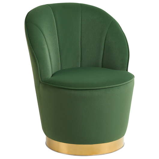 Poltrona in velluto Verde con base in metallo dorato Sedia a vasca con rotondo Glam Retro Living Room