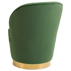 Poltrona in velluto Verde con base in metallo dorato Sedia a vasca con rotondo Glam Retro Living Room
