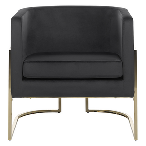 Poltrona in velluto nero con schienale in metallo dorato Stile Glamour moderno