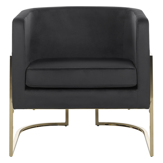 Poltrona in velluto nero con schienale in metallo dorato Stile Glamour moderno