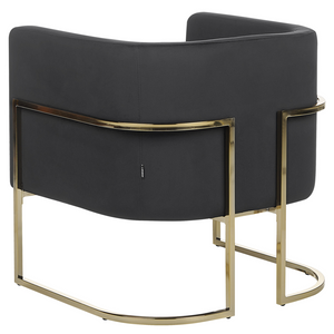Poltrona in velluto nero con schienale in metallo dorato Stile Glamour moderno