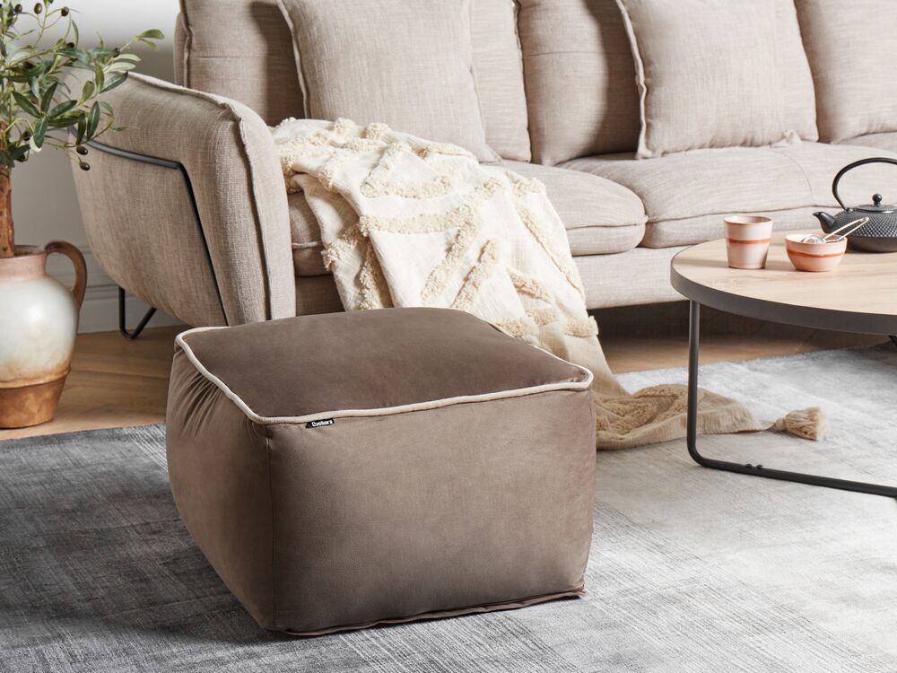 Pouf in velluto a tinta unita con imbottitura in EPS marrone stile moderno quadrato