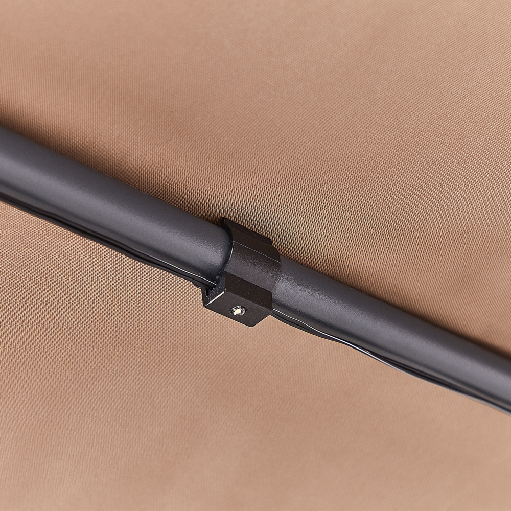 Gazebo in metallo e poliestere marrone con luci LED 310 cm pergola da giardino