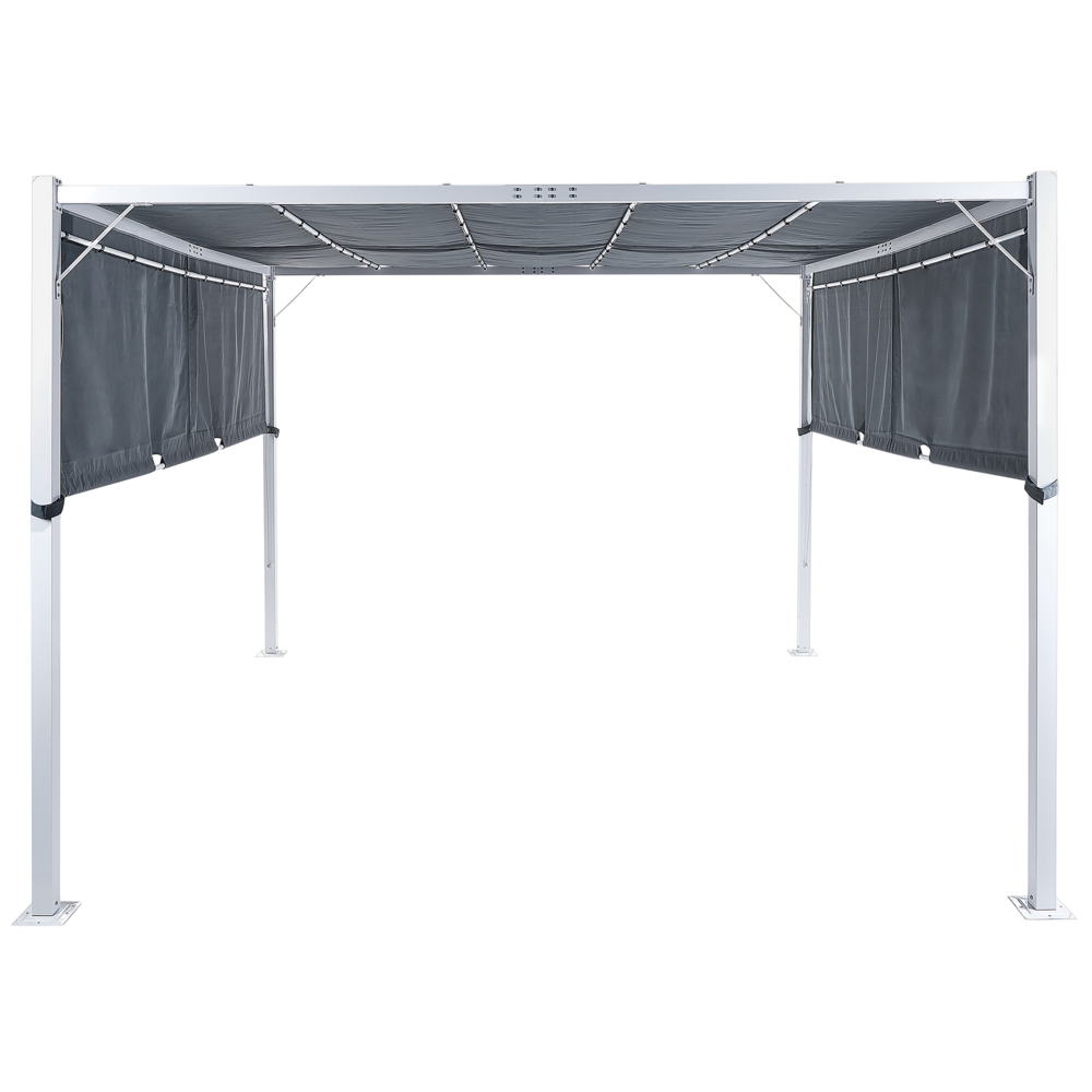 Gazebo in metallo e poliestere grigio con luci LED 310 cm pergola padiglione da giardino