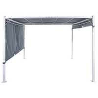 Gazebo in metallo e poliestere grigio con luci LED 310 cm pergola padiglione da giardino
