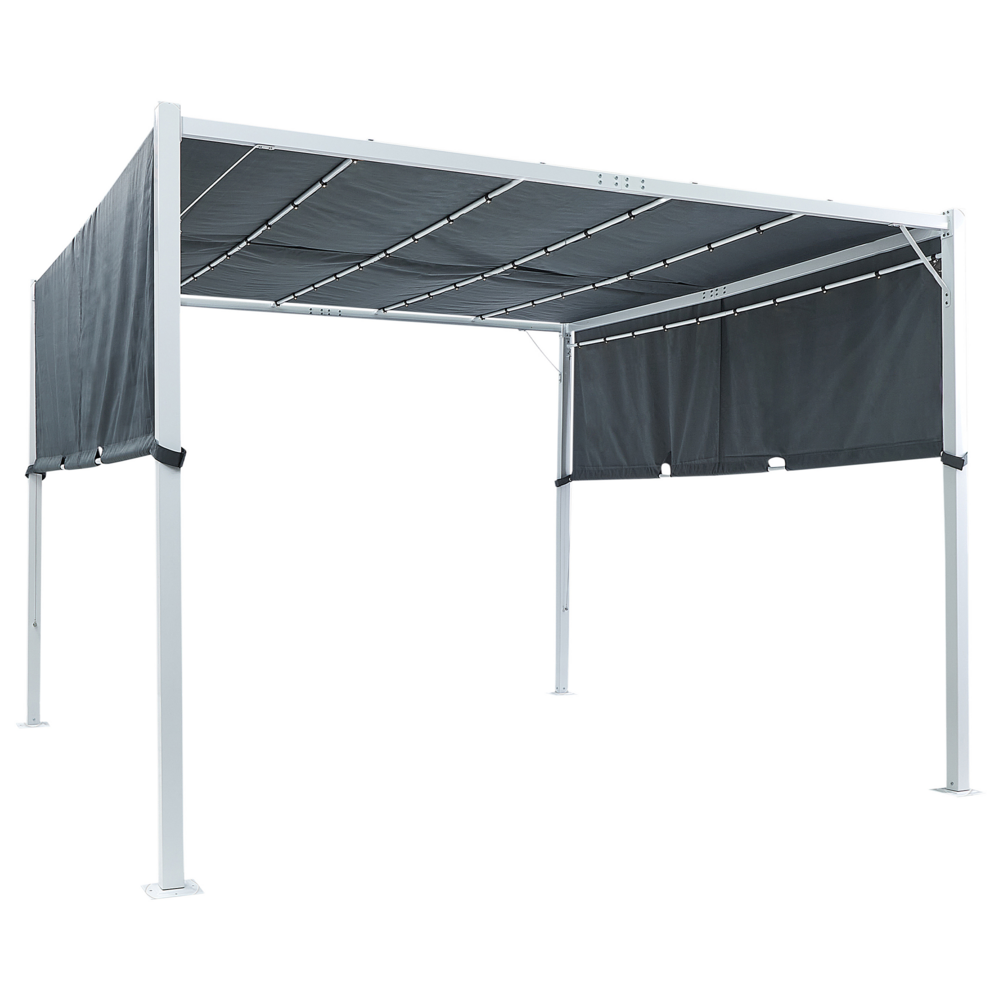 Gazebo in metallo e poliestere grigio con luci LED 310 cm pergola padiglione da giardino