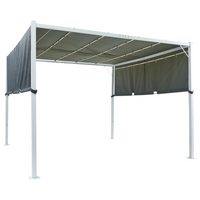Gazebo in metallo e poliestere grigio con luci LED 310 cm pergola padiglione da giardino