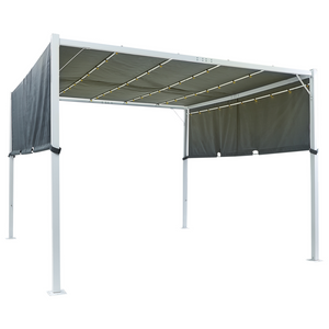Gazebo in metallo e poliestere grigio con luci LED 310 cm pergola padiglione da giardino