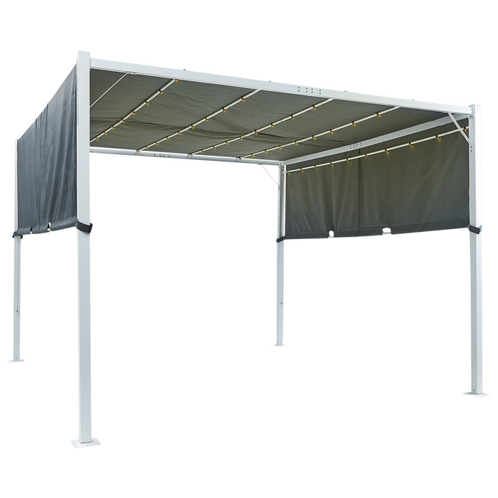 Gazebo in metallo e poliestere grigio con luci LED 310 cm pergola padiglione da giardino