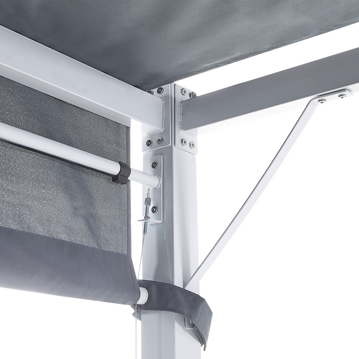 Gazebo in metallo e poliestere grigio con luci LED 310 cm pergola padiglione da giardino