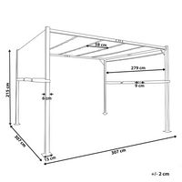 Gazebo in metallo e poliestere grigio con luci LED 310 cm pergola padiglione da giardino