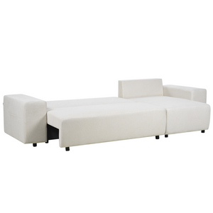 Divano angolare a sinistra Beige chiaro a 3 posti con cuscini extra con contenitore Soggiorno moderno