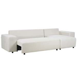 Divano angolare a sinistra Beige chiaro a 3 posti con cuscini extra con contenitore Soggiorno moderno