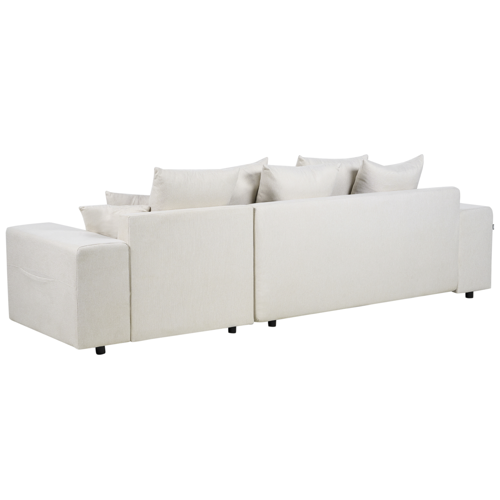 Divano angolare a sinistra Beige chiaro a 3 posti con cuscini extra con contenitore Soggiorno moderno