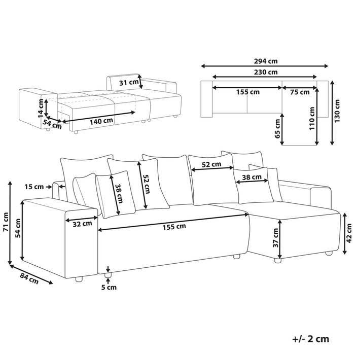 Divano angolare a sinistra Beige chiaro a 3 posti con cuscini extra con contenitore Soggiorno moderno