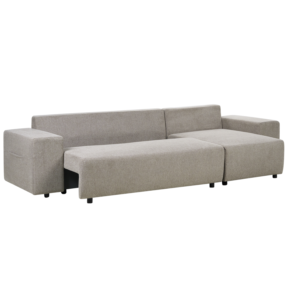 Divano angolare a sinistra tortora a 3 posti con cuscini extra sparsi Soggiorno moderno