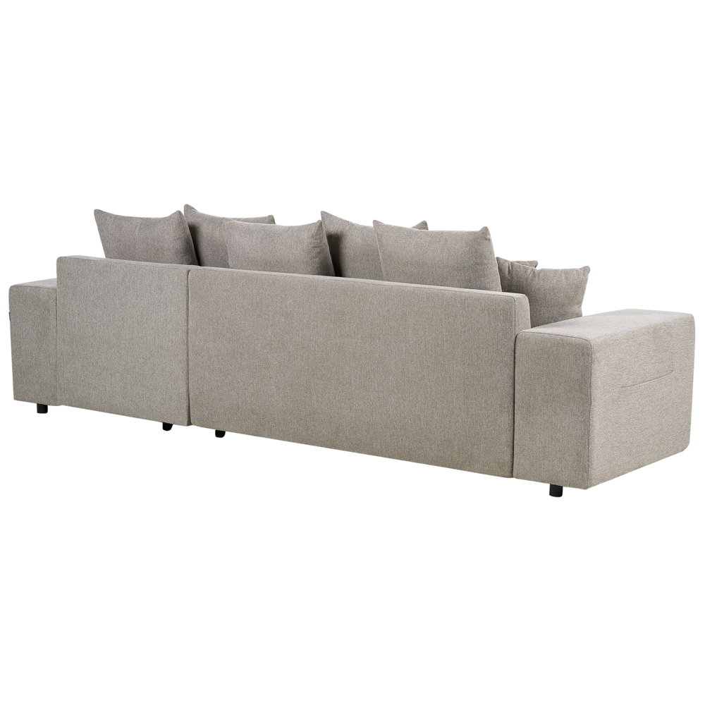 Divano angolare a sinistra tortora a 3 posti con cuscini extra sparsi Soggiorno moderno