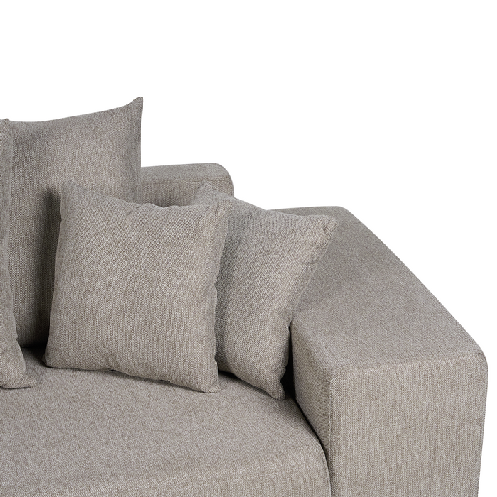 Divano angolare a sinistra tortora a 3 posti con cuscini extra sparsi Soggiorno moderno