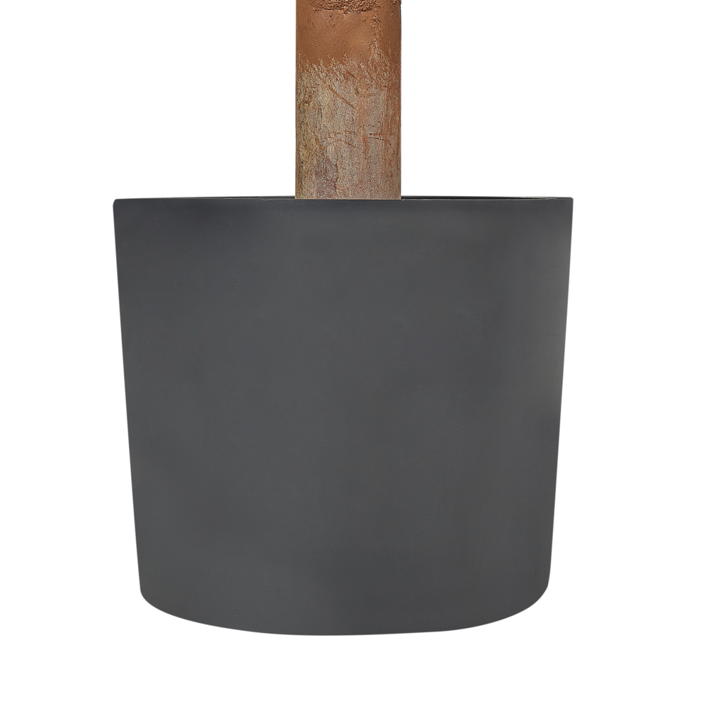 Pianta artificiale in vaso con vaso in plastica nero tronco di legno 120 cm decorazione per interni ed esterni