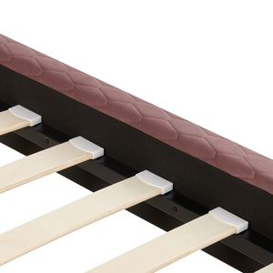 Letto imbottito in velluto rosa 90 x 200 con struttura imbottita a nido d'ape trapuntato stile classico