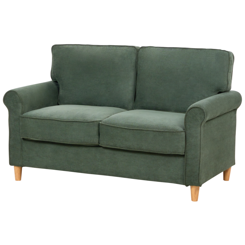 Divano Tessuto velluto a coste verde scuro  Struttura In Legno Molle Insacchettate Soggiorno 2 Posti