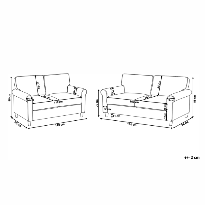 Set divano a 2 + 3 posti in tessuto marrone chiaro con struttura in legno molle insacchettate soggiorno
