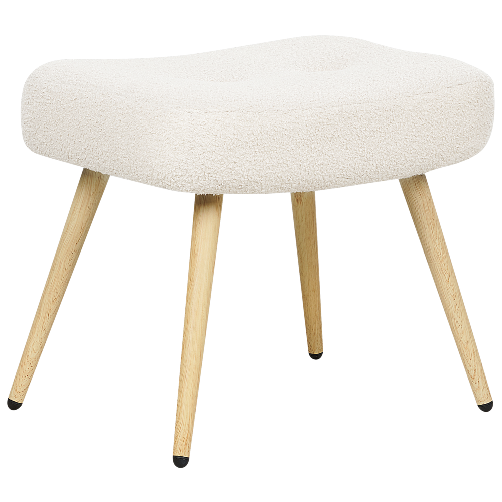 Poltrona rivestita in tessuto beige con motivo floreale con poggiapiedi in stile retrò