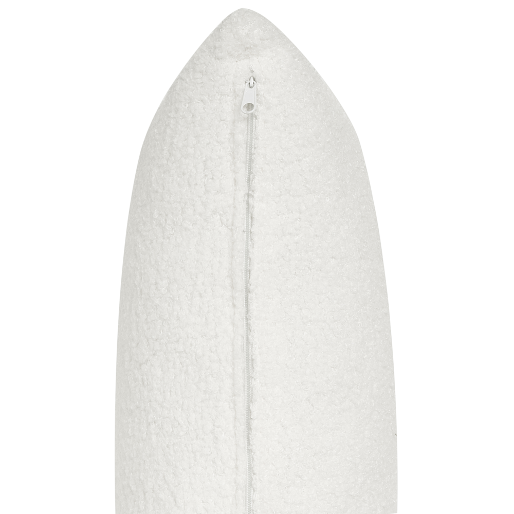 Divano angolare a 3 posti a sinistra Bouclè bianco Braccioli imbottiti a binario Cuscini aggiuntivi Stile moderno minimalista