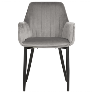 Set di 2 sedie da pranzo Braccioli in velluto grigio Gambe in metallo Nero Retro Glam