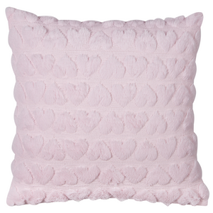 Set di 2 cuscini in tessuto rosa ricamati con motivo a cuoricini 45 x 45 cm morbida imbottitura