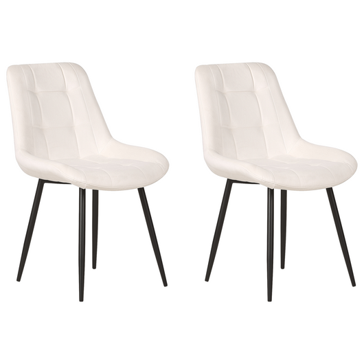 Set di 2 sedie da pranzo in velluto bianco sporco gambe in ferro Nero sedie moderne imbottite