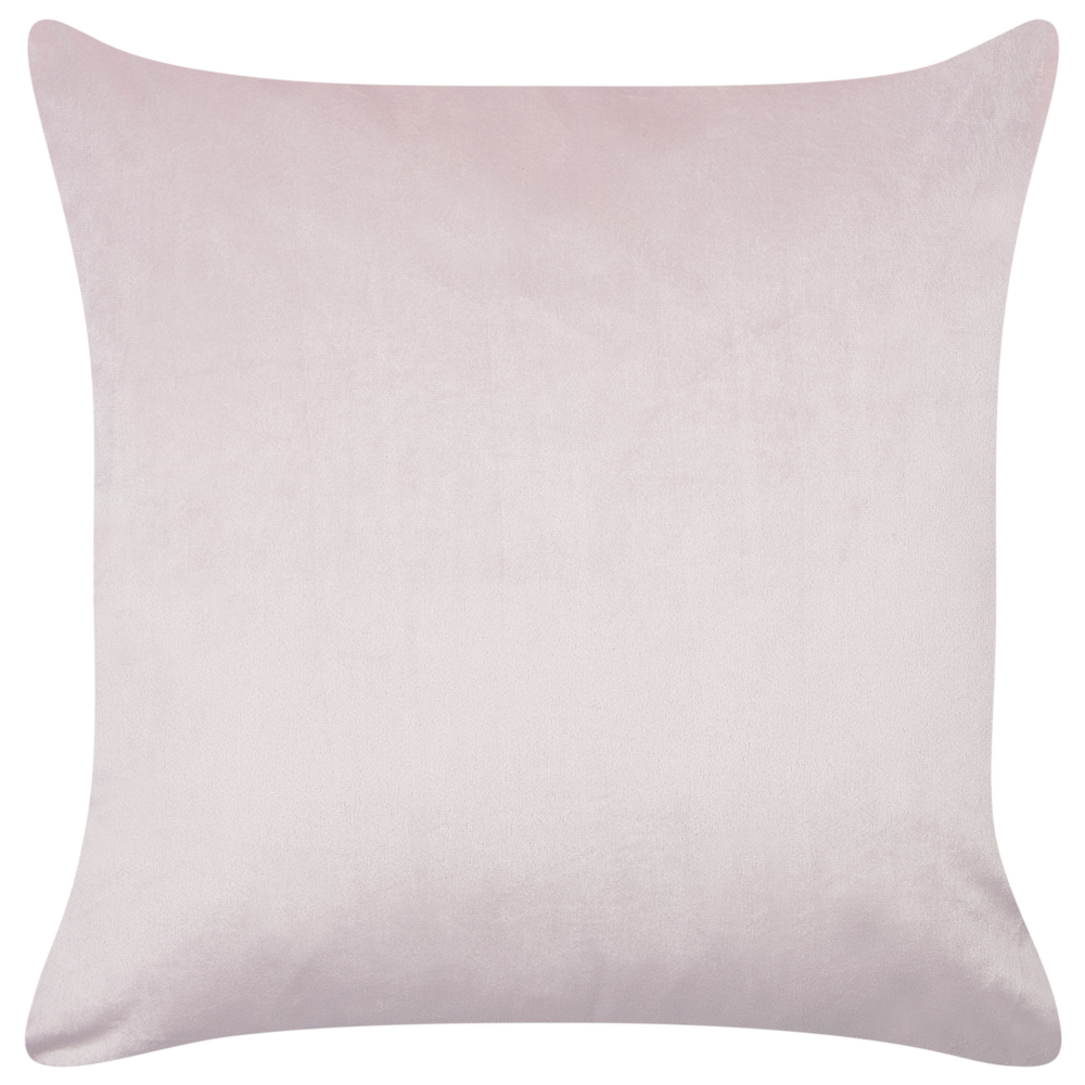 Set di 2 cuscini in velluto ricamati con motivo con coniglietto rosa 45 x 45 cm morbida imbottitura