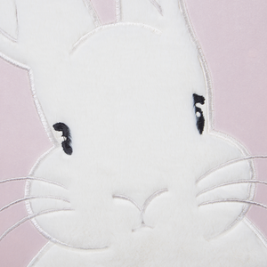 Set di 2 cuscini in velluto ricamati con motivo con coniglietto rosa 45 x 45 cm morbida imbottitura