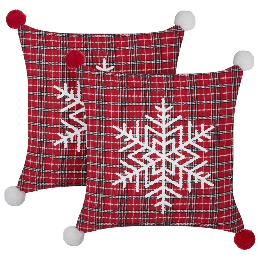 Set di 2 cuscini decorativi in tessuto poliestere rosso con motivo natalizio Tartan 45 x 45 cm