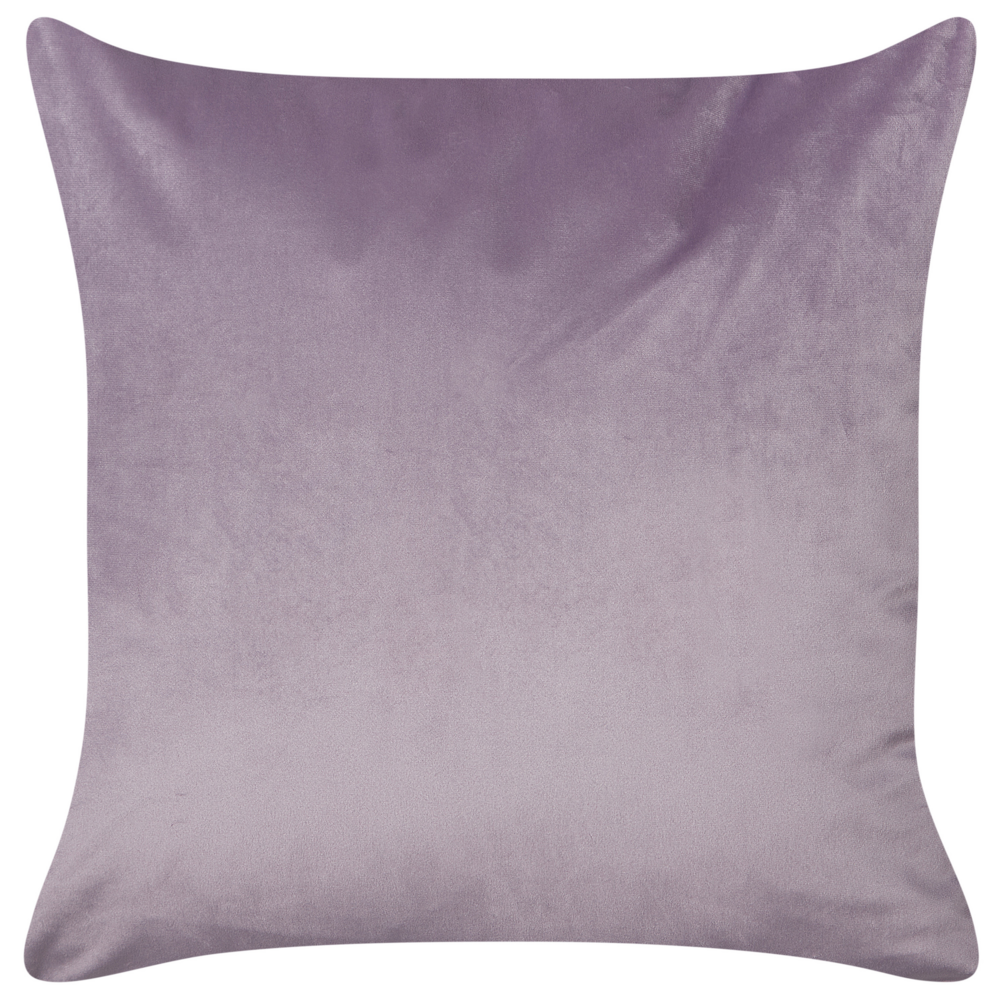 Set di 2 cuscini decorativi in tessuto poliestere shaggy viola con motivo floreale 45 x 45 cm