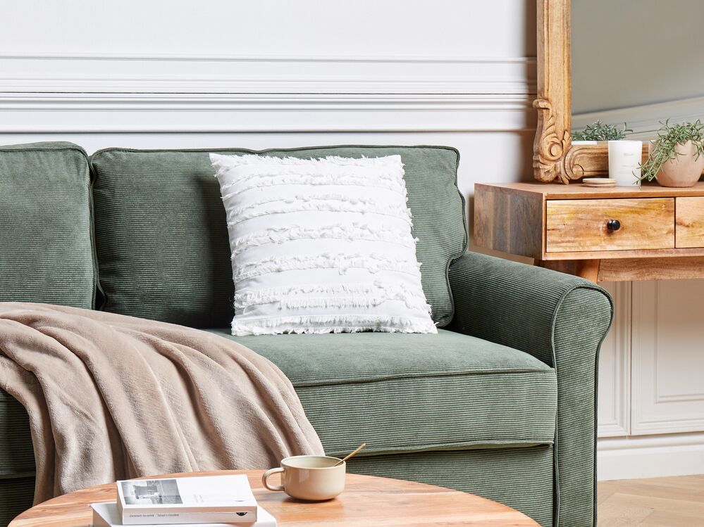 Cuscino decorativo in cotone con motivo a tinta unita bianco 45 x 45 cm stile moderno federa rimovibile