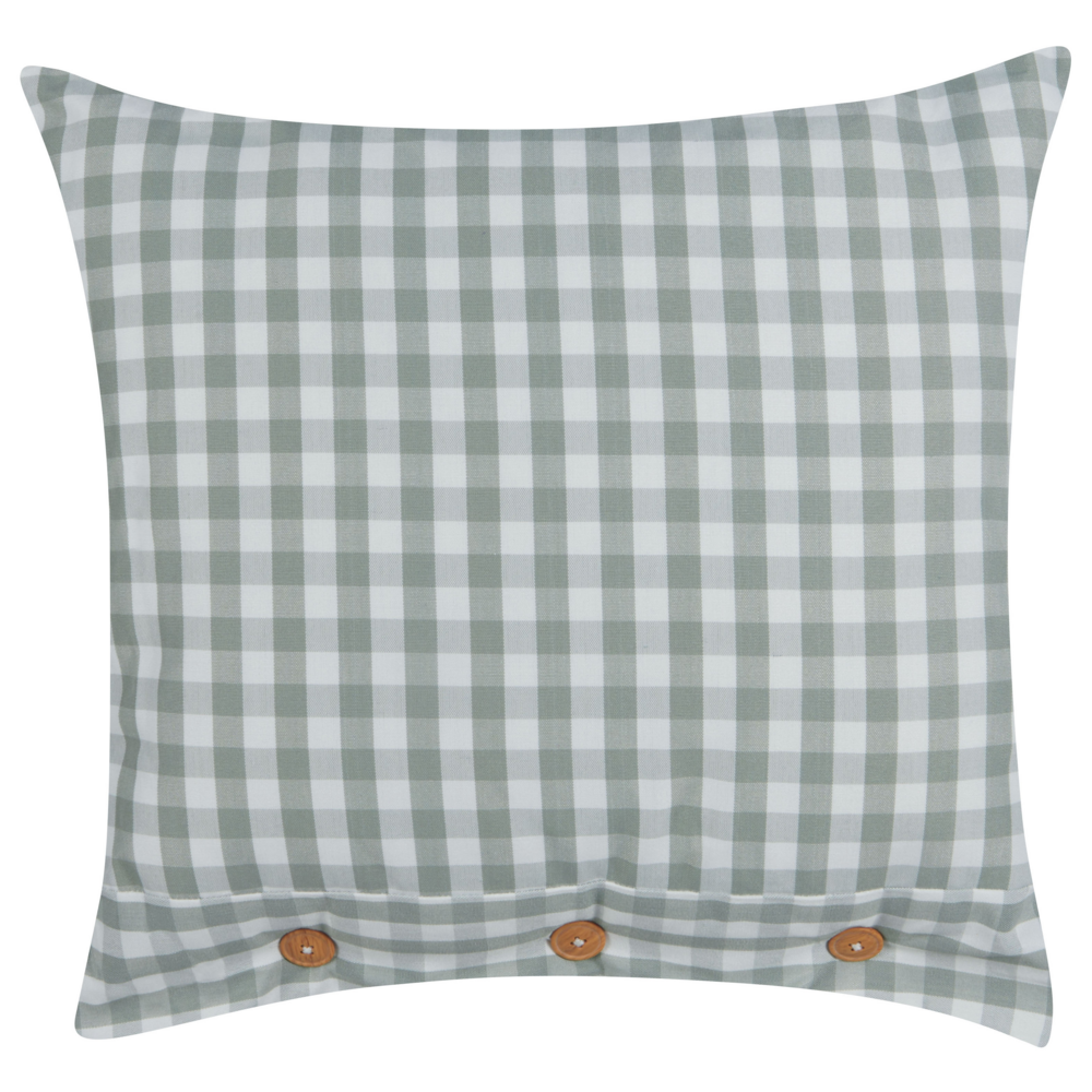Set di 2 cuscini decorativi verde e bianco con motivo a scacchi quadrato con bottoni 45 x 45 cm soggiorno camera da letto