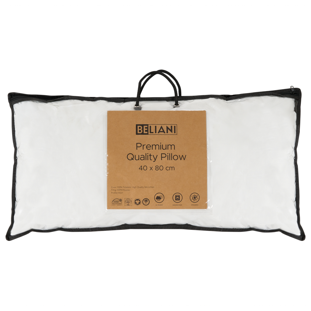 Cuscino tradizionale bianco in microfibra e poliestere ad alto profilo 40 x 80 cm camera da letto design classico