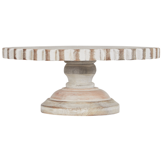 Alzata per torte in legno di mango chiaro 30 x 30 x 12 cm Vassoio decorativo intagliato alla moda Portapasticceria