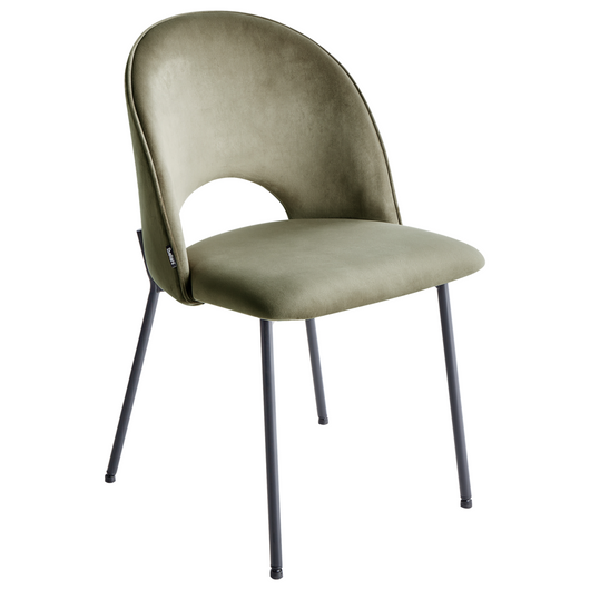 Set di 2 sedie da pranzo rivestimento in velluto verde gambe nere glamour retrò