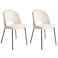 Set di 2 sedie da pranzo rivestimento in tessuto beige gambe nere glamour retrò