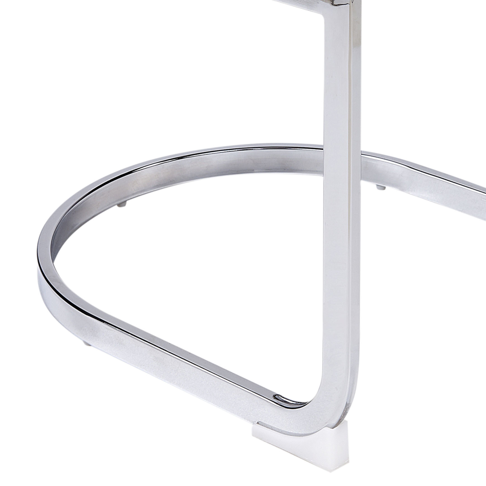 Set di 2 sedie da pranzo in velluto bianco sporco senza braccioli con schienale alto sedia a sbalzo da soggiorno