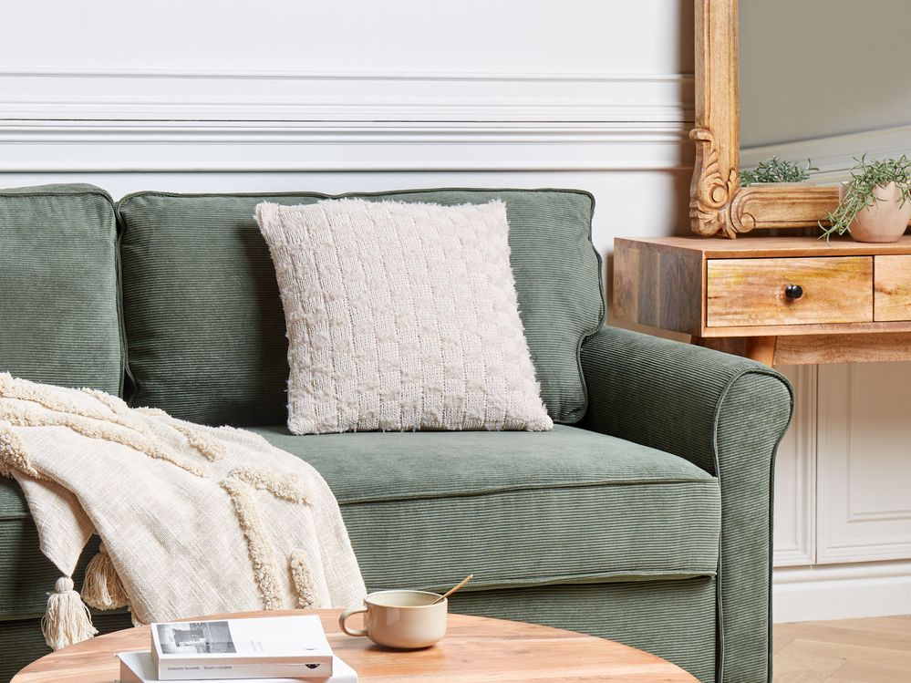 Cuscino decorativo Beige Tessuto 45 x 45 cm Motivo solido lavorato a maglia