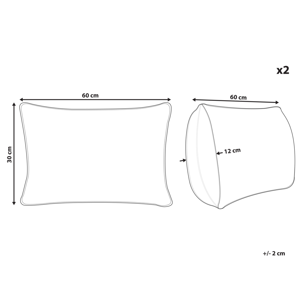 Set di 2 cuscini decorativi in tessuto beige 30 x 60 cm con motivo a scacchiera