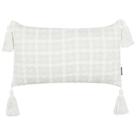 Set di 2 cuscini decorativi in tessuto beige 30 x 60 cm con motivo a scacchiera