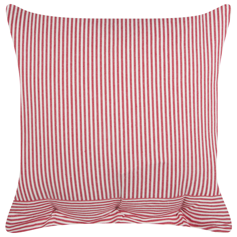 Set di 2 cuscini decorativi in cotone rosso e bianco 45 x 45 cm con motivo a strisce e bottoni Accessori decorativi retrò Camera da letto Soggiorno