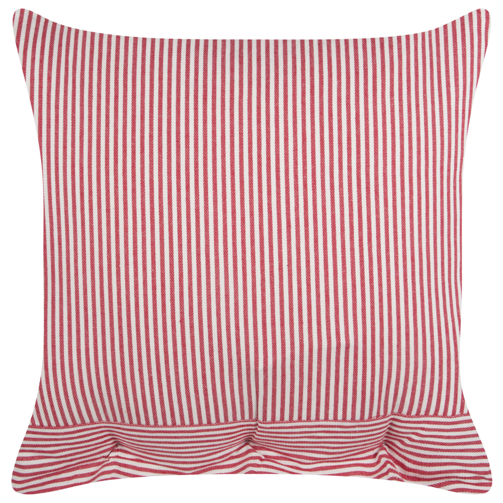 Cuscino decorativo in cotone rosso e bianco 45 x 45 cm con motivo a righe e bottoni Accessori decorativi retrò Camera da letto Soggiorno