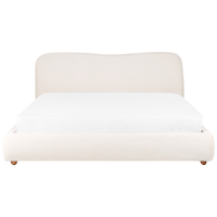 Letto contenitore Bianco Boucle Poliestere Tessuto 180 x 200 cm Design moderno e minimalista